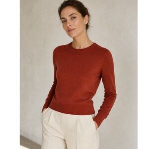 Barrow & Grove Brick Color 100% Cashmere Crew Neck Sweater XS